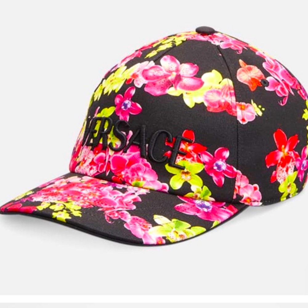 Versace unisex logo monogram Orchid-Print Baseball Hat